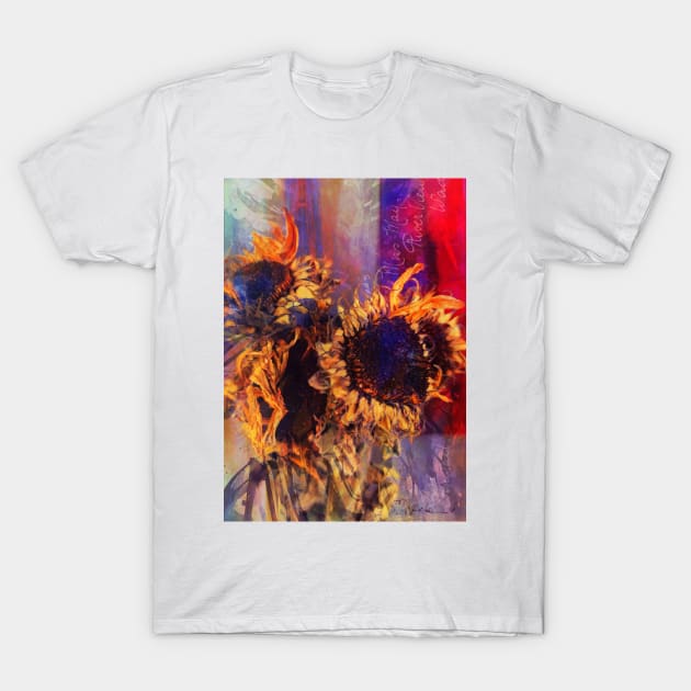 Sunflowers Mixed Media 11 T-Shirt by Floral Your Life!